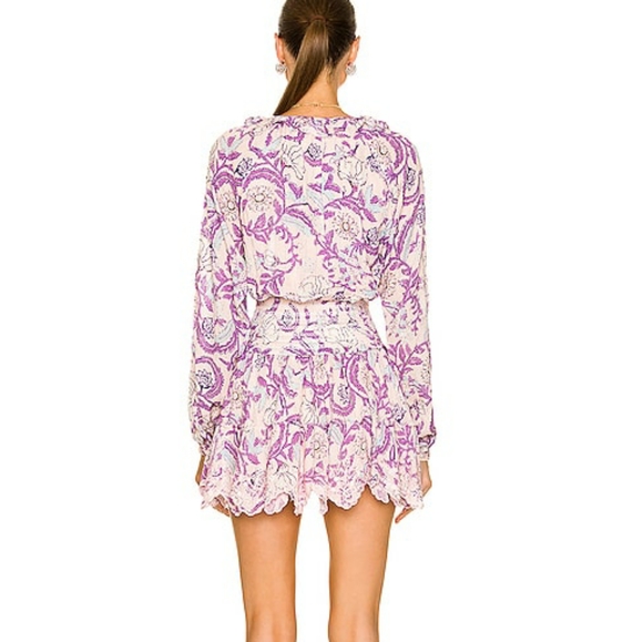 Hemant & Nandita Asia long sleeve mini dress pink lilac extra small XS - Picture 4 of 16